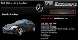 Mercedes-Benz luxury sedan for executive and private chauffeur transportation in South Florida